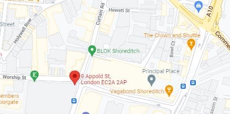 Street map for 9 Appold Street, London, EC2A 2AP